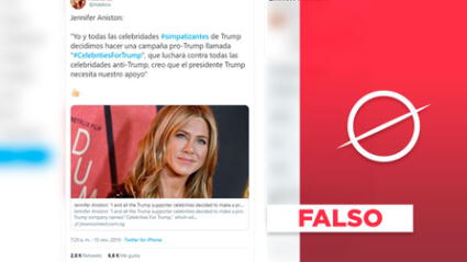 Es falso que Jennifer Aniston participe en campaña a favor de Donald Trump