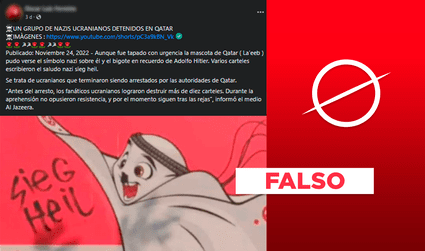 No, hinchas ucranianos no fueron arrestados por pintar bigote nazi a la mascota del Mundial