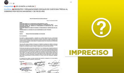 No, autoridades de Cusco y asociaciones no hicieron “tregua al Gobierno por fiestas navideñas y de fin de año” 