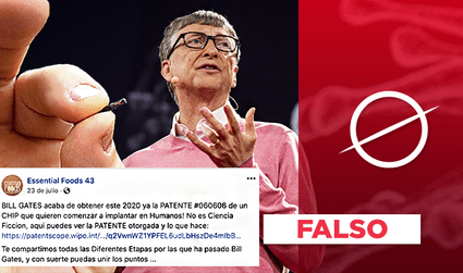 Es falso que Bill Gates haya obtenido una patente para implantar chips en seres humanos