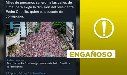 No, foto difundida por medio de comunicación no es de la reciente marcha contra Pedro Castillo