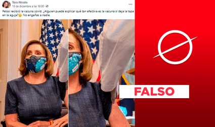 Es falso que la jeringa usada para vacunar a Nancy Pelosi llevaba la tapa puesta