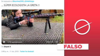 Es falso que Greta Thunberg aparezca disparando un arma en video