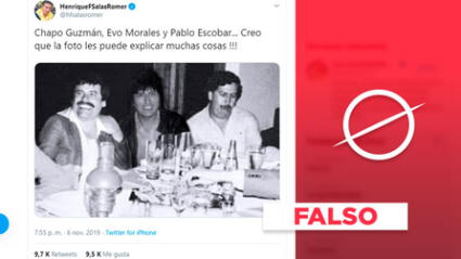 Foto de Evo Morales, Pablo Escobar y ‘Chapo’ Guzmán es falsa