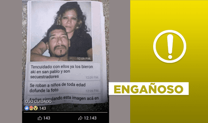 Es engañosa la alerta viral en Perú sobre pareja que “secuestra niños”