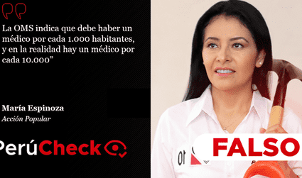 Es falso que hay un médico por cada 10.000 habitantes en Perú, como dijo María Espinoza