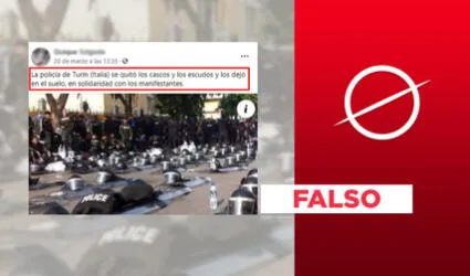 Es falso que la foto de cascos policiales en el suelo fue capturada en Italia
