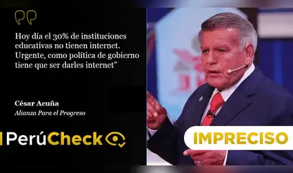 Es impreciso que el 30% de instituciones educativas en Perú no tenga internet, como dijo César Acuña