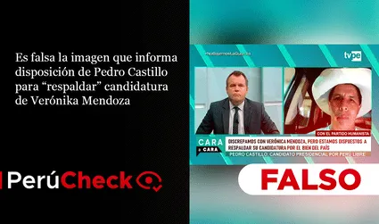Es falsa la imagen que informa disposición de Pedro Castillo para “respaldar” candidatura de Verónika Mendoza