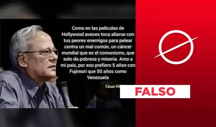 Es falsa la frase atribuida a César Hildebrandt en la que apoya a Keiko Fujimori