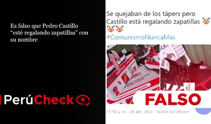 Es falso que Pedro Castillo “esté regalando zapatillas” con su nombre