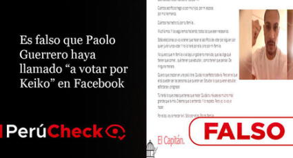 Es falso que Paolo Guerrero haya llamado “a votar por Keiko” en Facebook