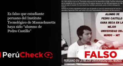 Es falso que estudiante peruano del Instituto Tecnológico de Massachusetts haya sido “alumno de Pedro Castillo”