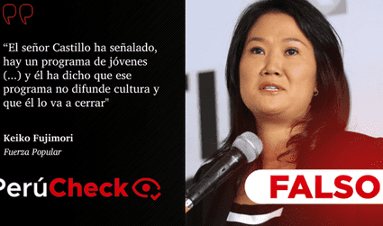 Es falso que Castillo dijera que “va a cerrar” un “programa basura”, como afirmó Keiko Fujimori