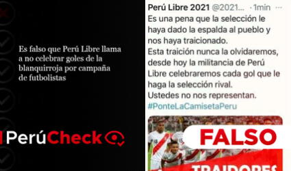 Es falso que Perú Libre llama a no celebrar goles de la blanquirroja por campaña de futbolistas