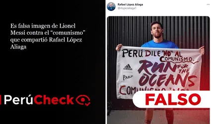 Es falsa imagen de Lionel Messi contra el “comunismo” que compartió Rafael López Aliaga