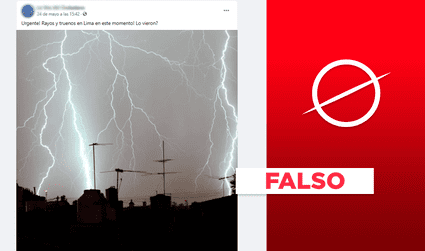 Es falso que fotografía fue tomada durante la tormenta eléctrica del 24 de mayo en Lima