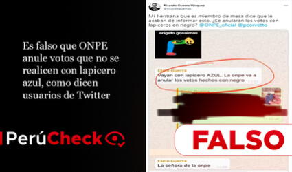 Es falso que ONPE anule votos que no se realicen con lapicero azul, como dicen usuarios de Twitter