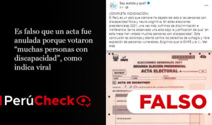 Es falso que un acta fue anulada porque votaron “muchas personas con discapacidad”