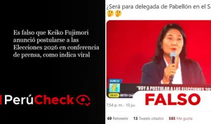 Es falso que Keiko Fujimori anunció postularse a las elecciones 2026 en conferencia de prensa