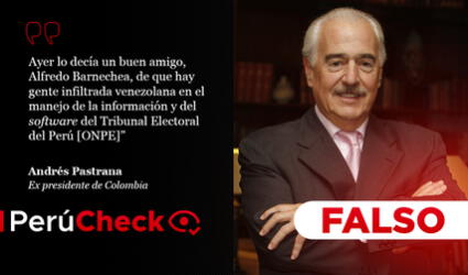 Es falso que Alfredo Barnechea dijera que hay “gente infiltrada venezolana” manipulando el software de la ONPE, como afirmó expresidente colombiano