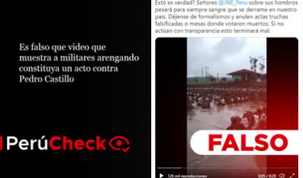 Es falso que video que muestra a militares arengando constituya un acto contra Pedro Castillo