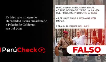 Es falso que imagen de Hernando Guerra encadenado a Palacio de Gobierno sea del 2021