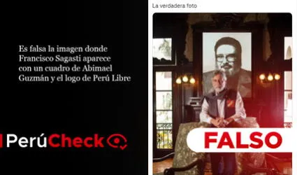 Es falsa la imagen donde Francisco Sagasti aparece con un cuadro de Abimael Guzmán y el logo de Perú Libre