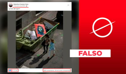 Es falso que foto del cuadro del ‘Che’ tirado en basurero haya sido tomada en Cuba: fue en Madrid en 2020