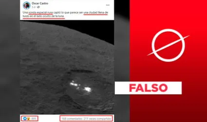 Fotografía de una “ciudad llena de luces en la Luna” es falsa: se trata del planeta enano Ceres