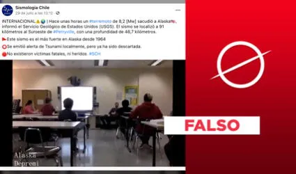 No, videos de terremoto en un salón de clases y al interior de una casa no son de Alaska en 2021