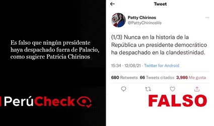 Es falso que ningún presidente haya despachado fuera de Palacio, como sugiere Patricia Chirinos