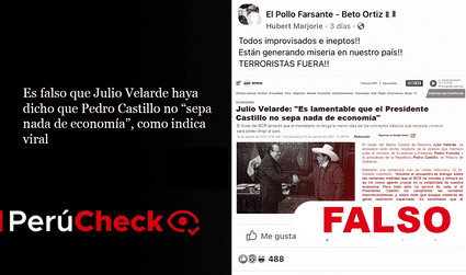 Es falso que Julio Velarde haya dicho que Pedro Castillo no sabe “nada de economía”, como indica viral
