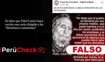Es falso que Fidel Castro haya escrito una carta dirigida a las “dictaduras comunistas”