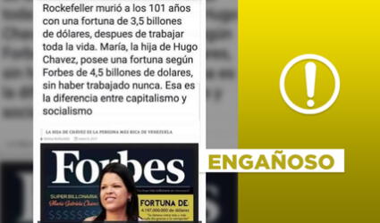 Es engañoso que Forbes haya calculado la fortuna de la hija de Hugo Chávez
