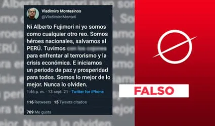 No, Vladimiro Montesinos no tuiteó que junto con Alberto Fujimori son “héroes nacionales”