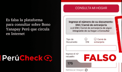 Es falsa la plataforma para consultar sobre Bono Yanapay Perú que circula en internet