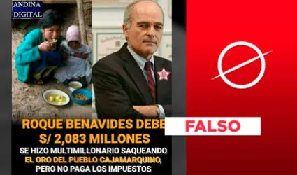 Es falso que Roque Benavides tenga una deuda tributaria de S/ 2.083 millones en octubre de 2021