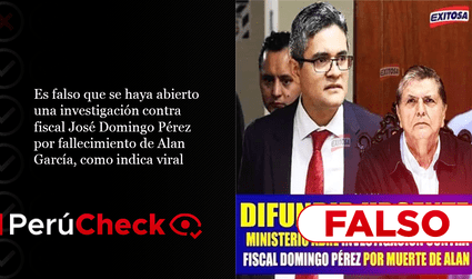 Es falso que se haya abierto una investigación contra fiscal José Domingo Pérez por fallecimiento de Alan García, como indica viral