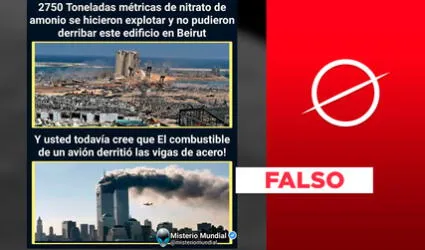 Es falso que el derrumbe de las Torres Gemelas haya sido provocado solo por el combustible de los aviones kamikaze