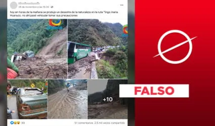 No, estas fotos de un huaico en la carretera Tingo María - Huánuco no son actuales