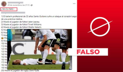 No, imagen no expone el desvanecimiento de un futbolista a causa de las vacunas contra la COVID-19