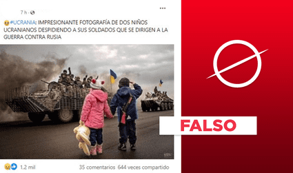 No, foto de niños despidiéndose de militares ucranianos no pertenece al conflicto actual