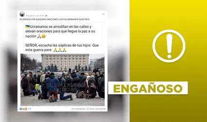 No, fotos virales de ciudadanos ucranianos rezando en la calle no son actuales