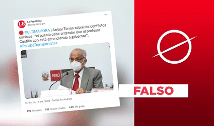 No, Aníbal Torres no declaró que Pedro Castillo “aún está aprendiendo a gobernar”