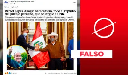 Es falsa la supuesta declaración atribuida a López Aliaga sobre “repudio” a Gareca