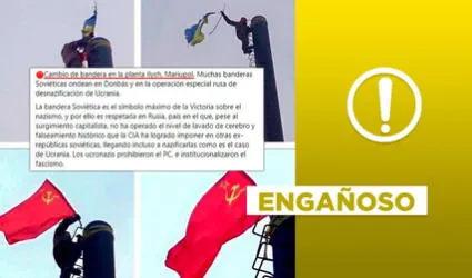 No, imágenes no exponen “cambio de bandera” en una planta de Mariúpol en 2022