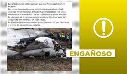 No, foto del avión destruido no corresponde al reciente accidente aéreo en Nepal