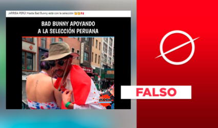 Es falso que foto exponga a Bad Bunny apoyando a la selección peruana