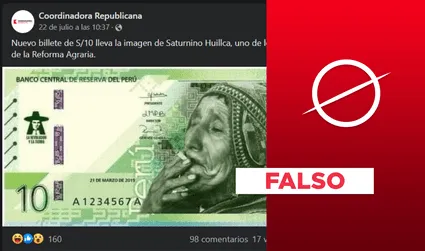 No, el BCR no ha puesto en circulación billetes con la figura de Saturnino Huillca